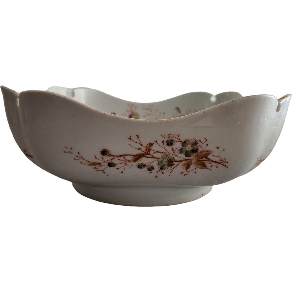 Carlsbad Blue Flowers Leaves Large Vase Bowl Austria