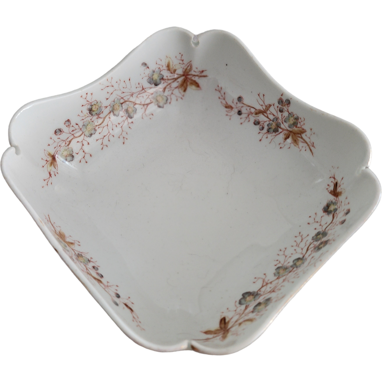 Carlsbad Blue Flowers Leaves Large Vase Bowl Austria