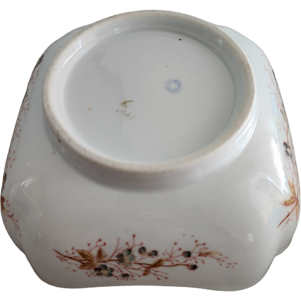 Carlsbad Blue Flowers Leaves Large Vase Bowl Austria