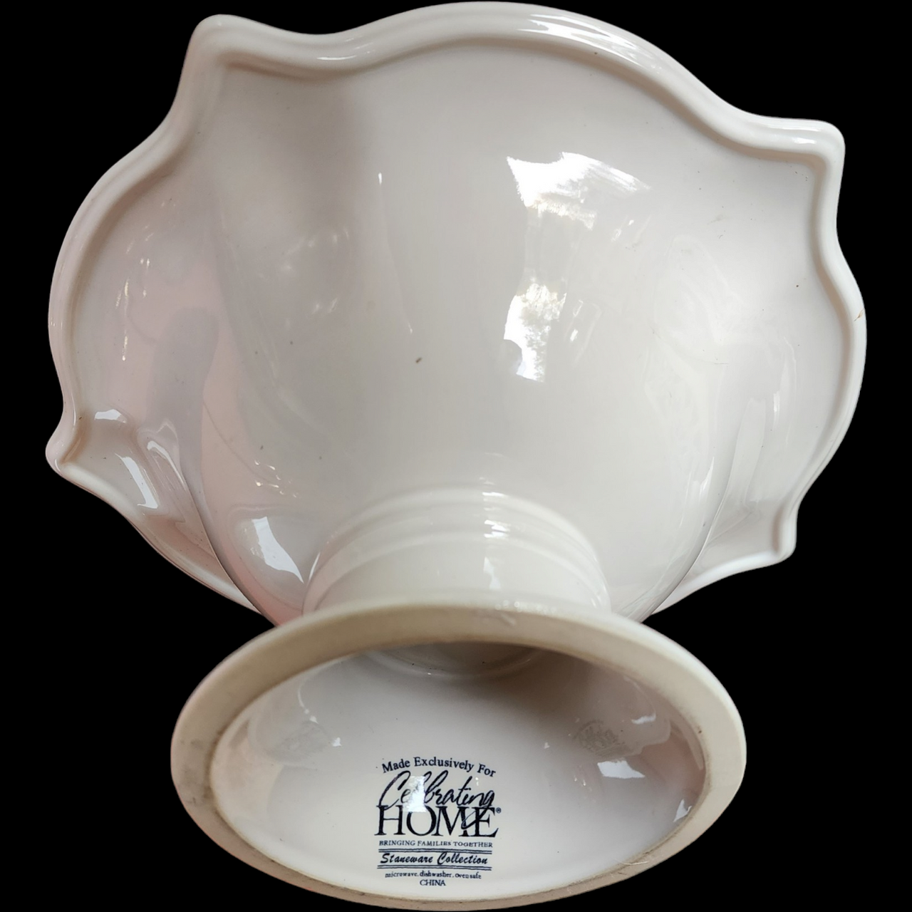 Celebrating Home White Stoneware Collection Footed Pedestal Bowl
