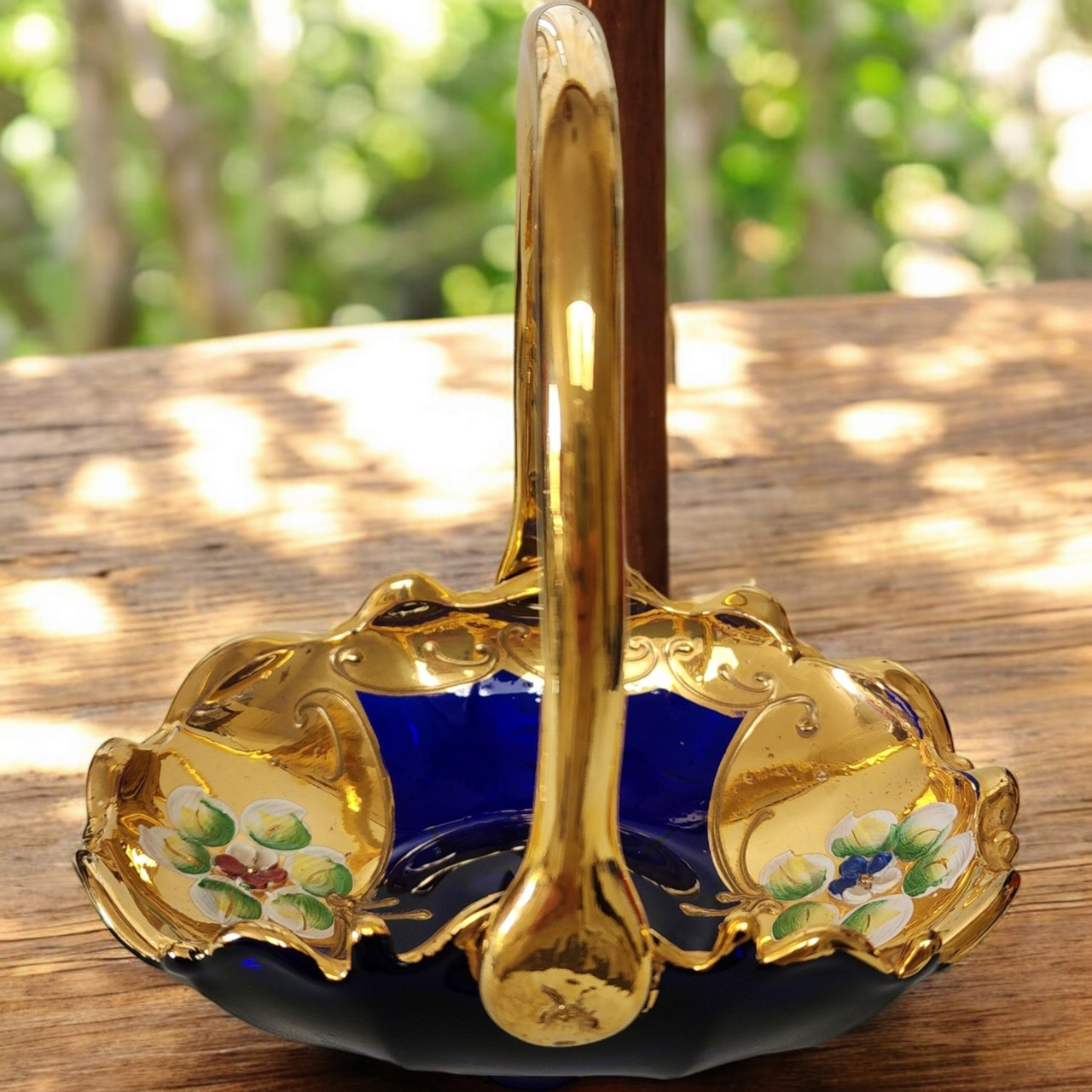 Murano Cenedese Cobalt Blue Italian Art Glass Basket