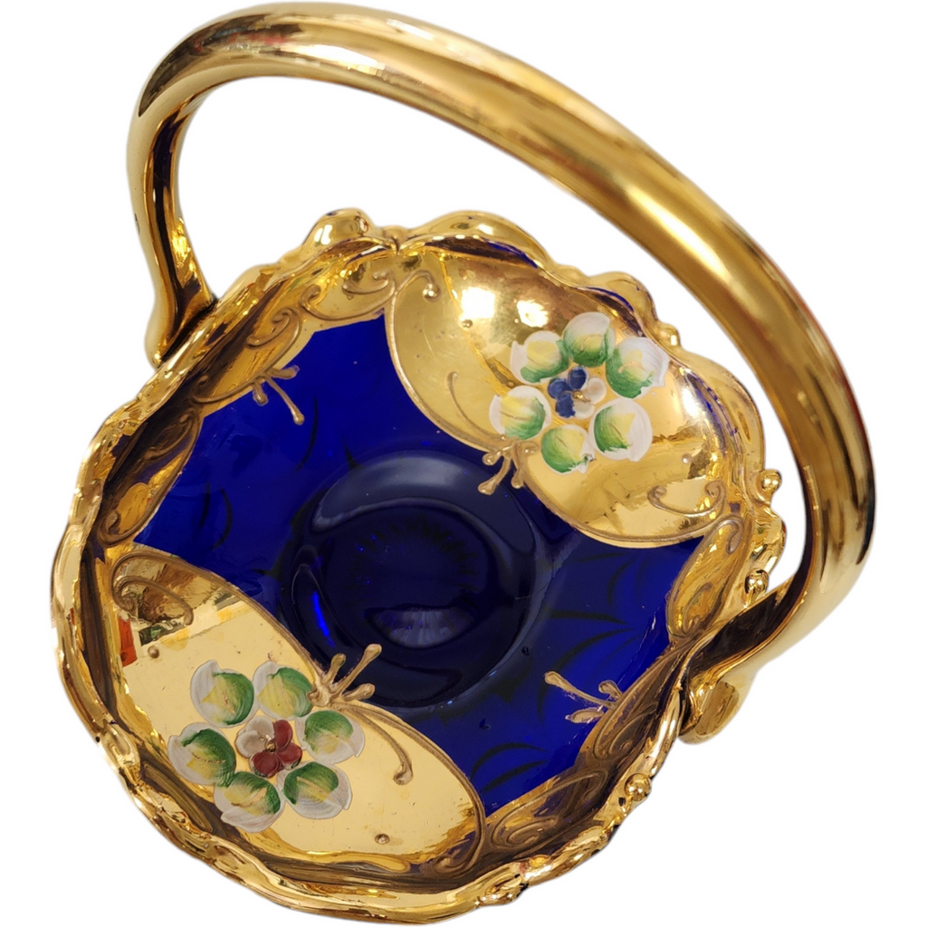 Murano Cenedese Cobalt Blue Italian Art Glass Basket