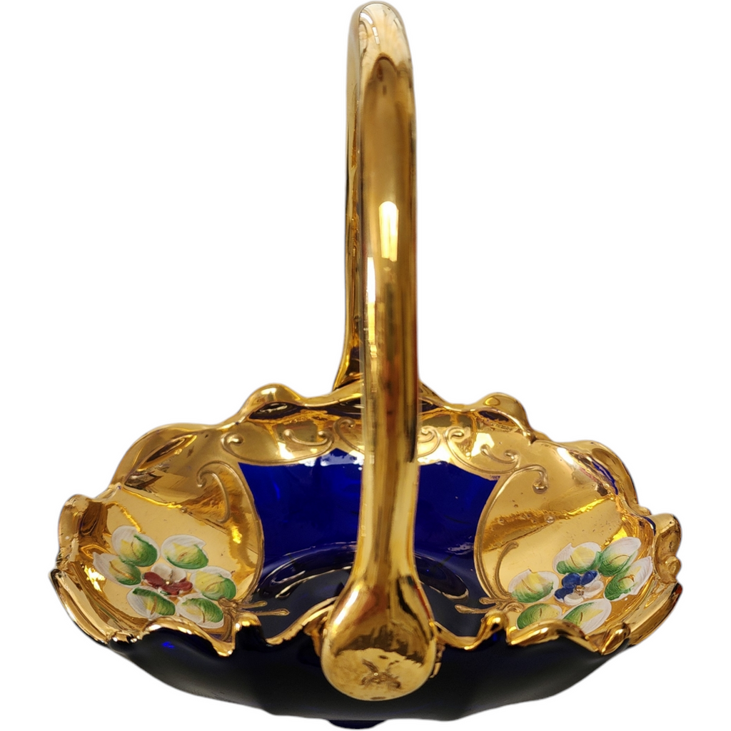 Murano Cenedese Cobalt Blue Italian Art Glass Basket