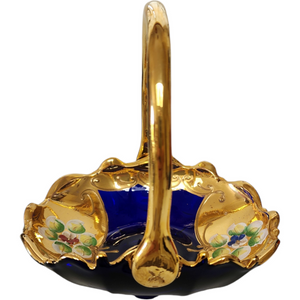 Murano Cenedese Cobalt Blue Italian Art Glass Basket
