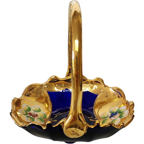 Murano Cenedese Cobalt Blue Italian Art Glass Basket