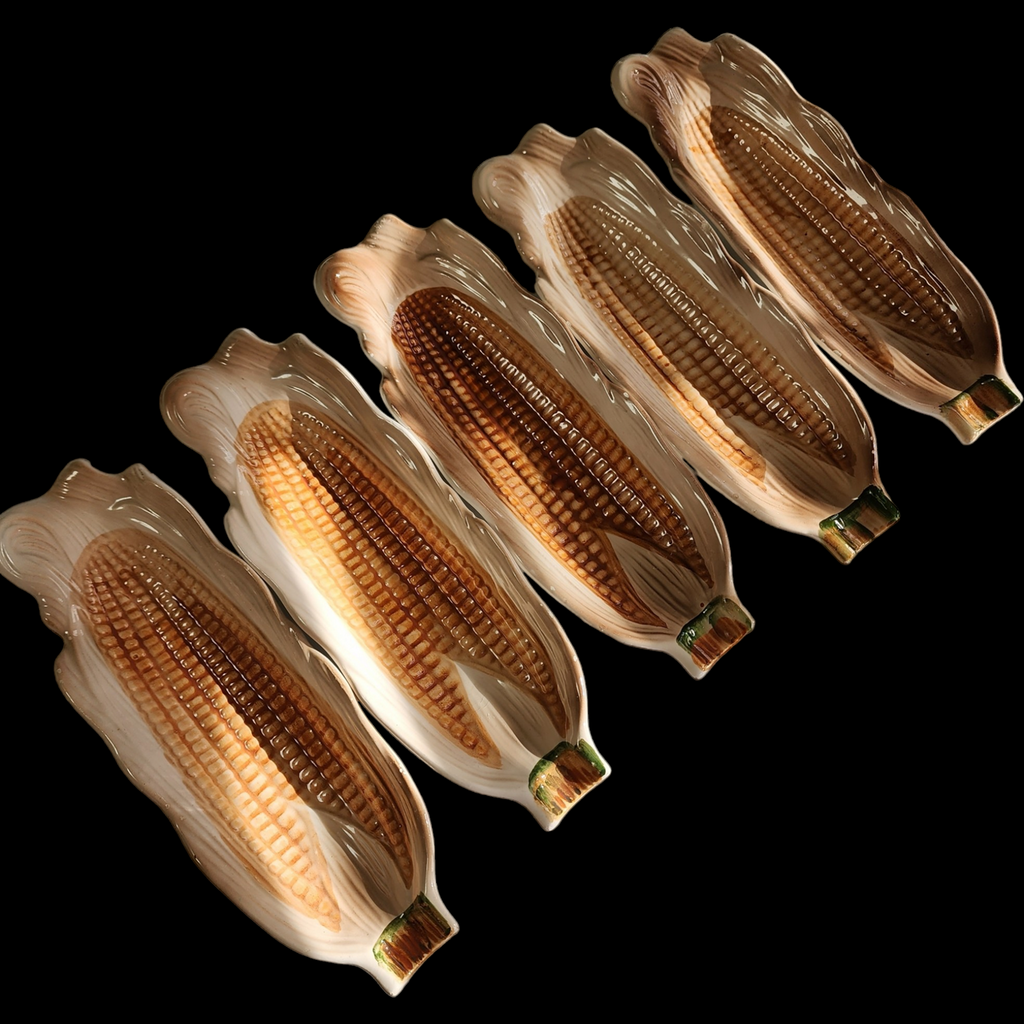 Ceramic Corn on the Cob Holder Dishes Japan Set of 4