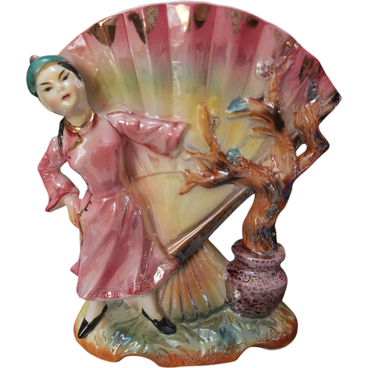 Porcelain Hand-Painted Decorative Figurine Vase Japan