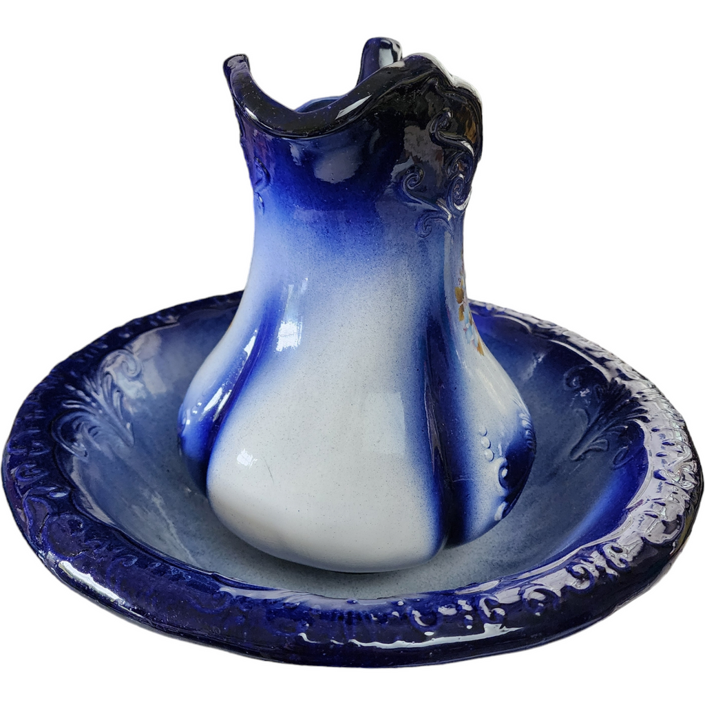 Chamber Set Ironstone Flo Blue Basin Pitcher Bowl England