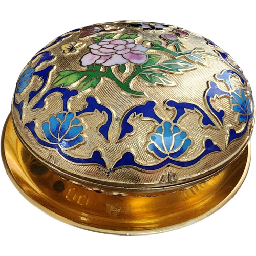 Champleve Cloisonne Enamel Miniature Trinket Jewelry Snuff Box Chinese