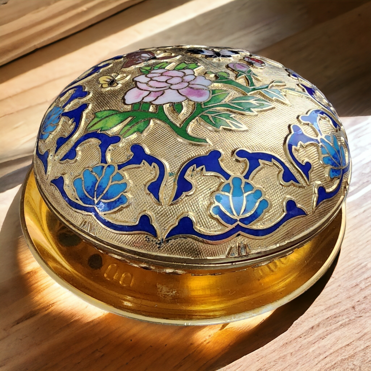 Champleve Cloisonne Enamel Miniature Trinket Jewelry Snuff Box Chinese