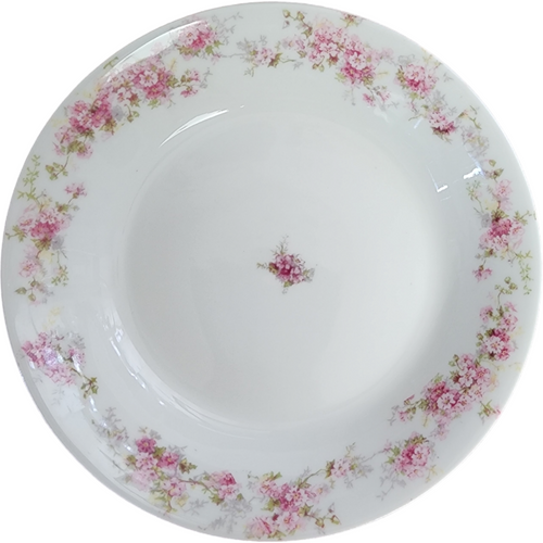 Charles Field Haviland Pink Flowers Green Leaves Limoges France Coupe Soup Bowl
