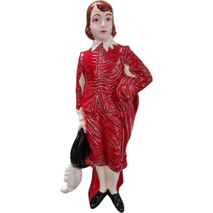 12" Charming Vintage Ceramic Boy Large Figurine in Vibrant Red Outfit