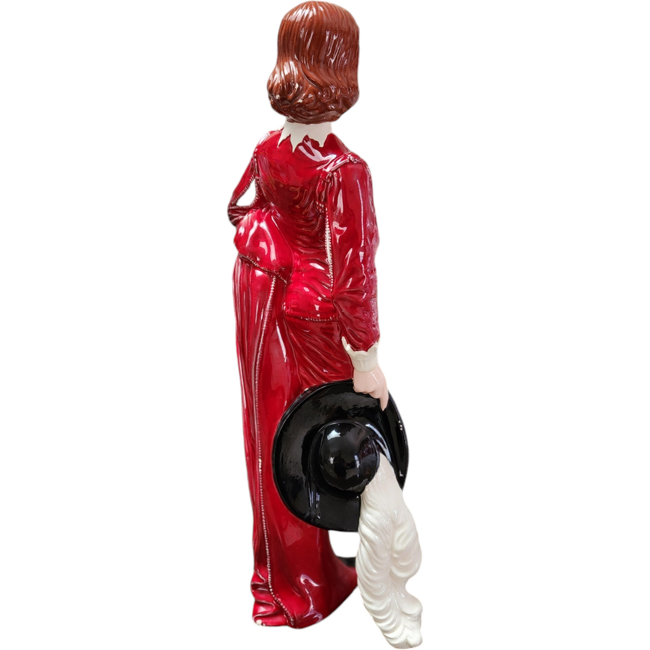 12" Charming Vintage Ceramic Boy Large Figurine in Vibrant Red Outfit
