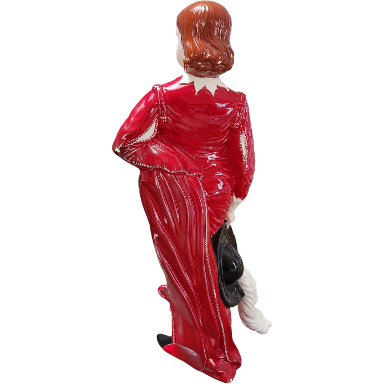 12" Charming Vintage Ceramic Boy Large Figurine in Vibrant Red Outfit