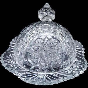 Indiana Glass Oval Star Clear Child's Round Butter & Lid Set