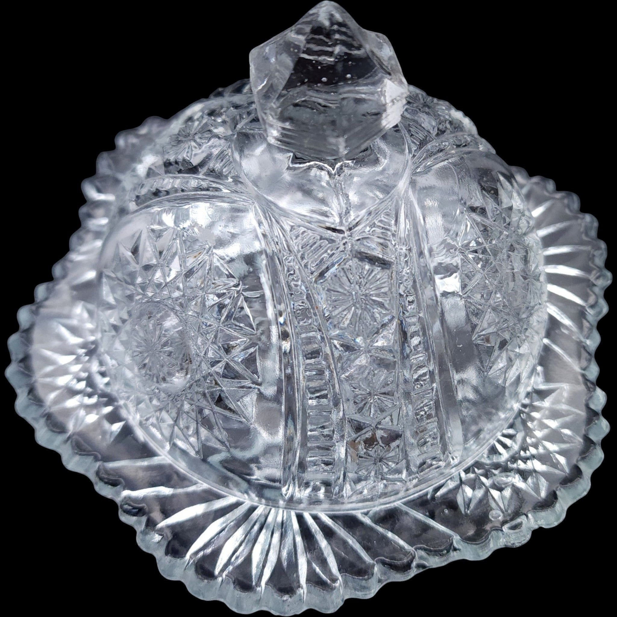 Indiana Glass Oval Star Clear Child's Round Butter & Lid Set