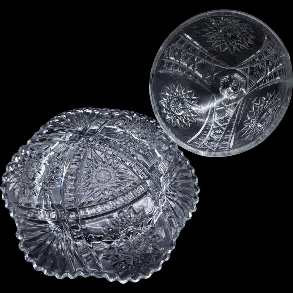Indiana Glass Oval Star Clear Child's Round Butter & Lid Set