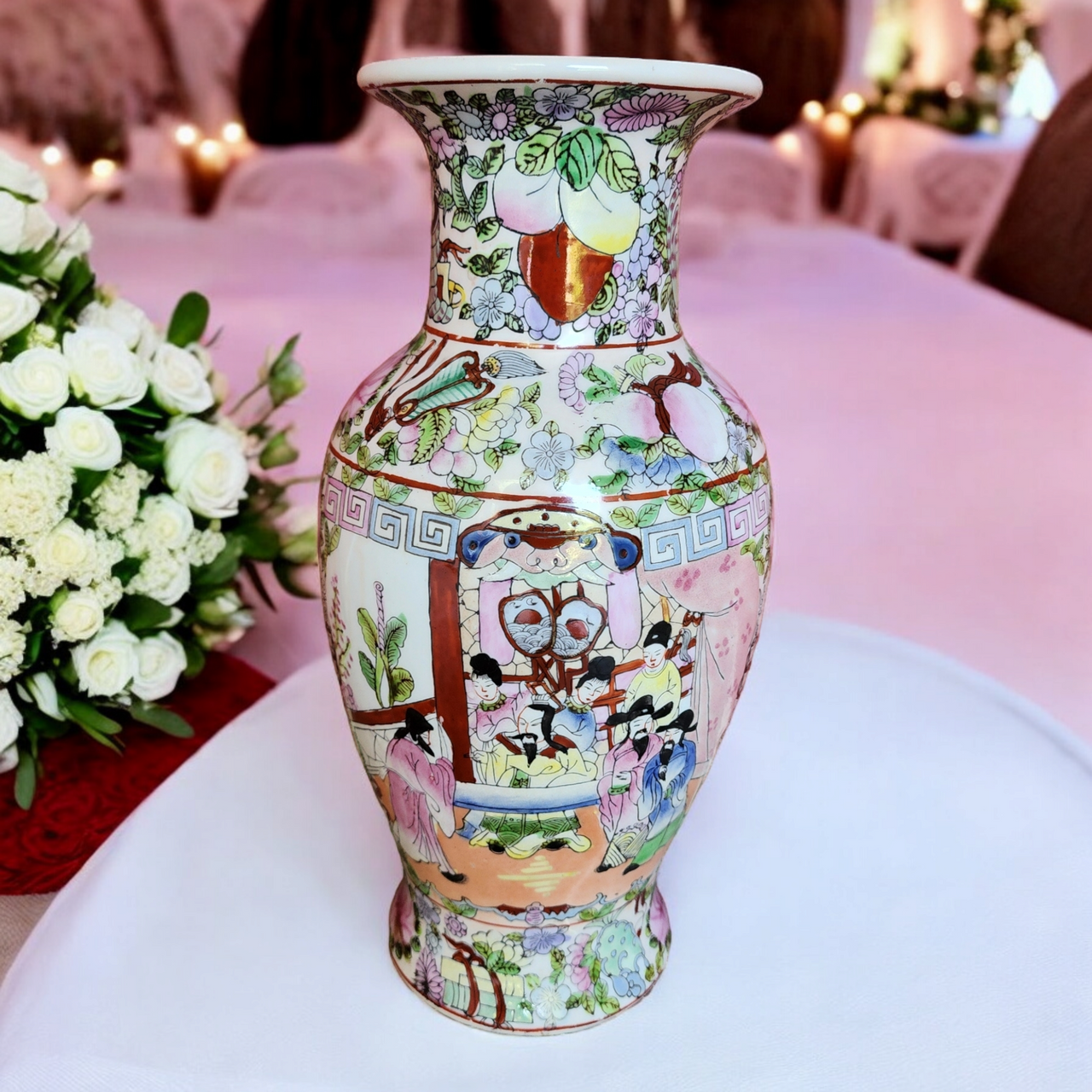 Chinese Enameled Famille Rose Vase Qianlong Period 19th Century