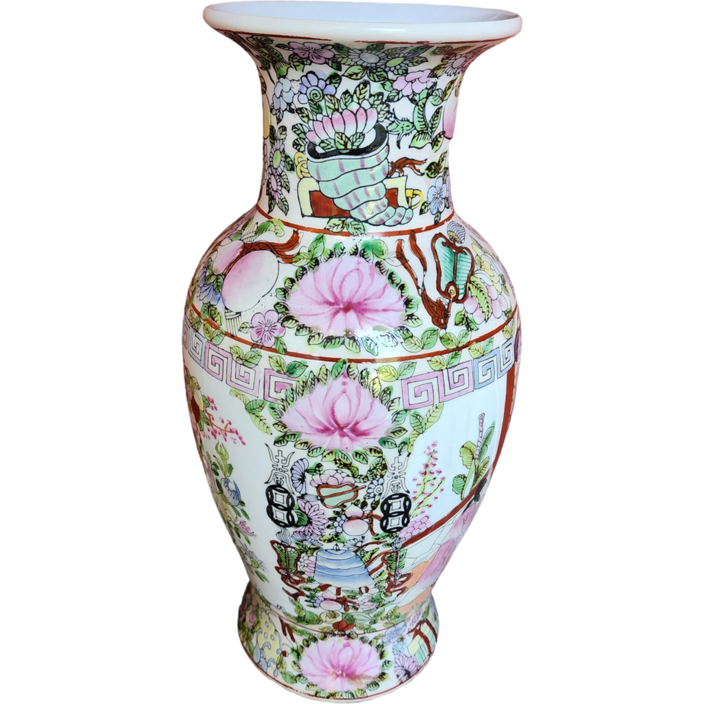 Chinese Enameled Famille Rose Vase Qianlong Period 19th Century