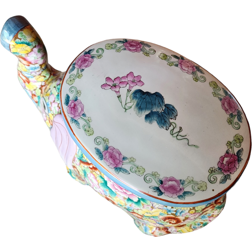Chinese Export Qing Famille Rose Lucky Elephant Stool Planter