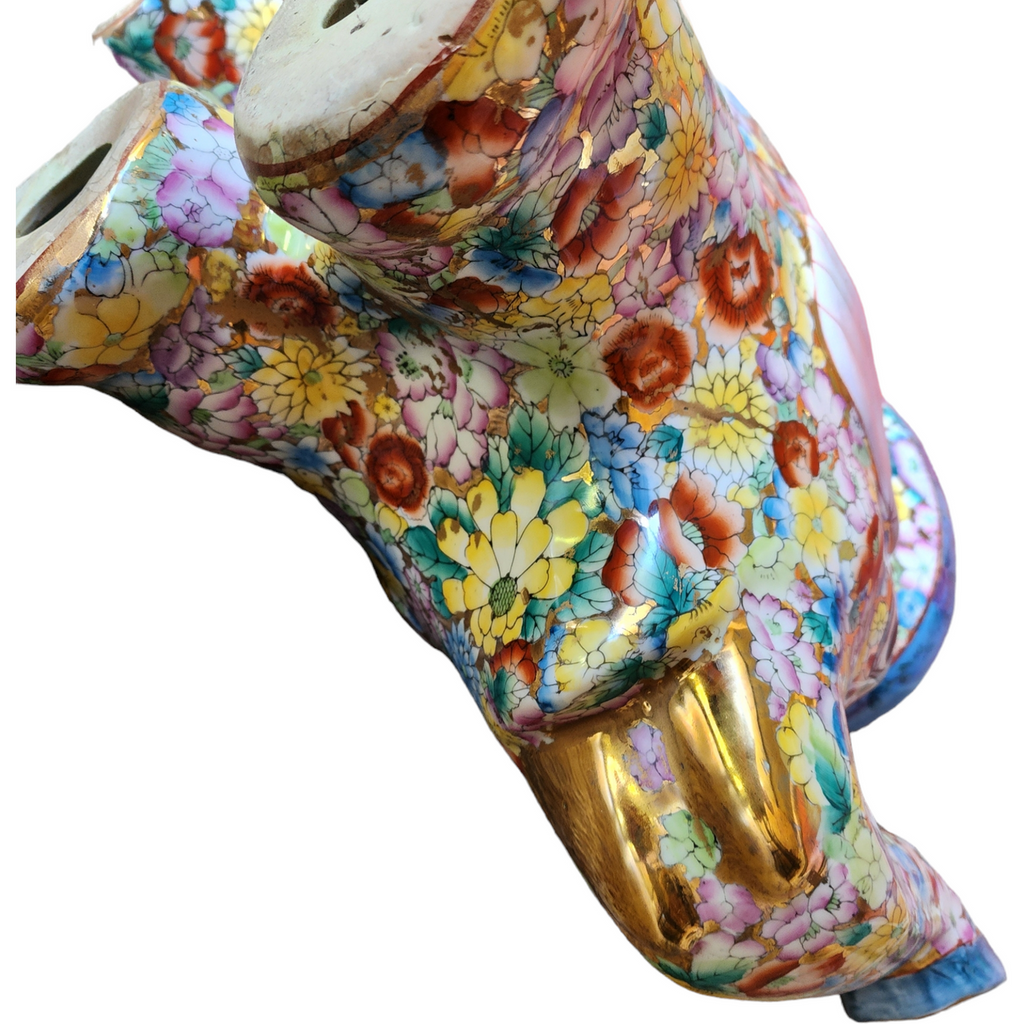 Chinese Export Qing Famille Rose Lucky Elephant Stool Planter