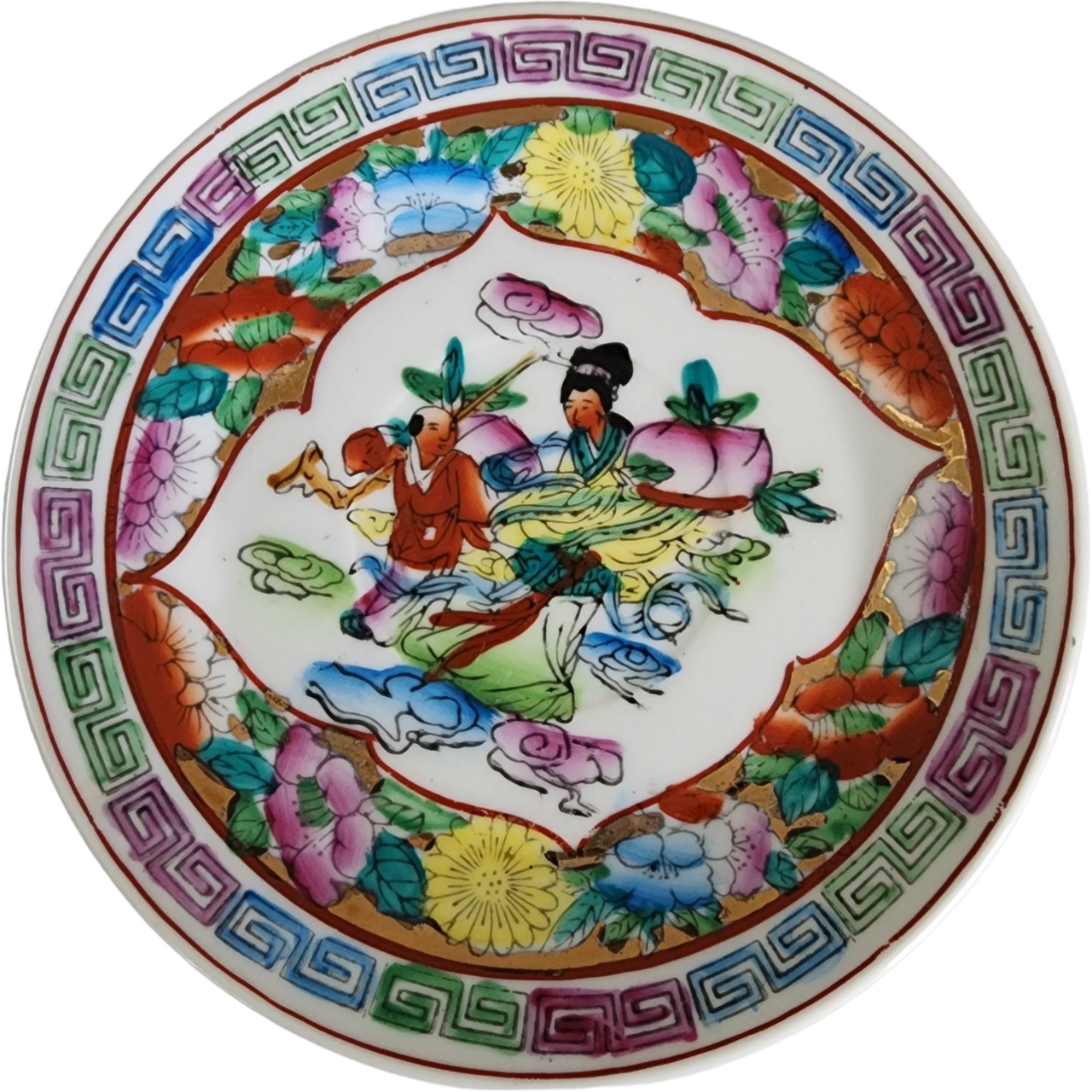 Chinese Hand Painted Chinese Scenery and Florals Tea Service for Six