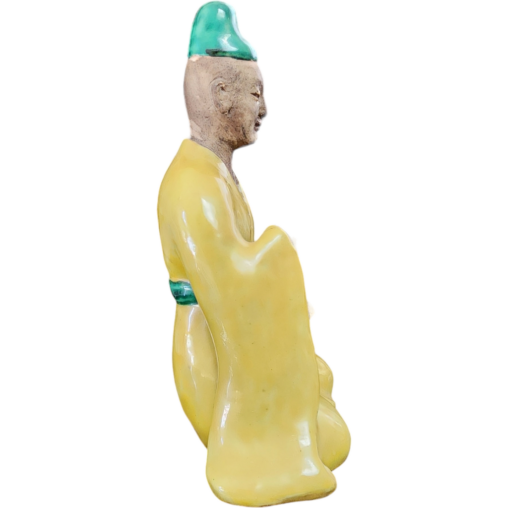 Chinese Mudman Sancai Glazed Scholar Figurine