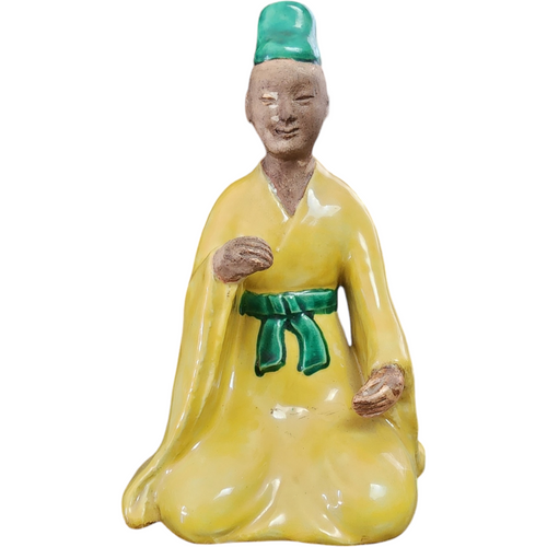 Chinese Mudman Sancai Glazed Scholar Figurine