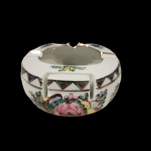 Chinese Porcelain Rose Medallion Ashtray