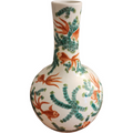 Chinese Porcelain Vase with Goldfish and Pine Motif Hand-Painted