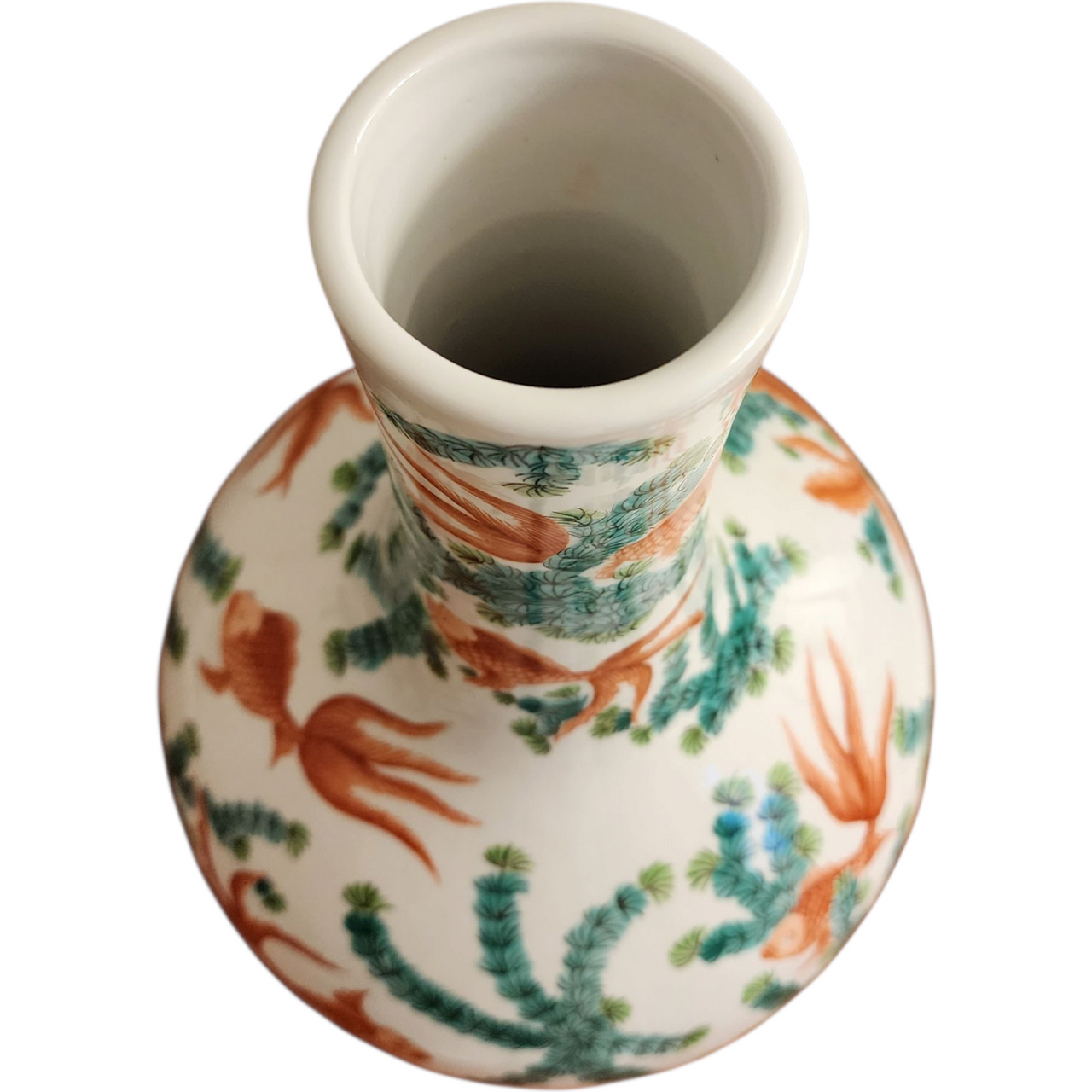 Chinese Porcelain Vase with Goldfish and Pine Motif Hand-Painted