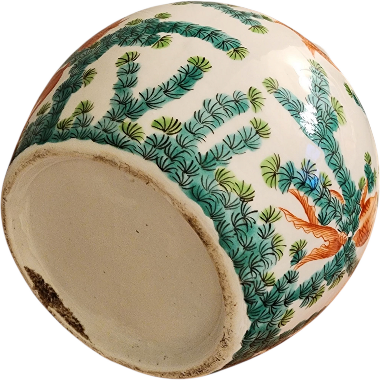 Chinese Porcelain Vase with Goldfish and Pine Motif Hand-Painted
