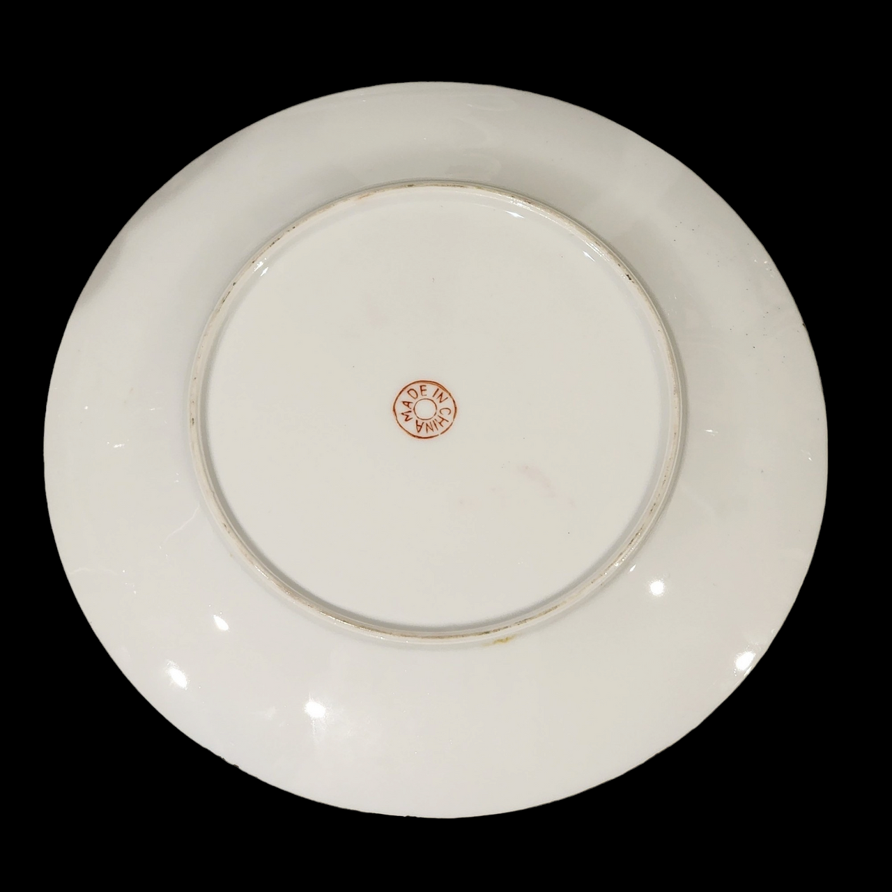 Chinese Rose Medallion Hand Painted Porcelain Floral and Mandarin Scene Decor Gold Trim Plate