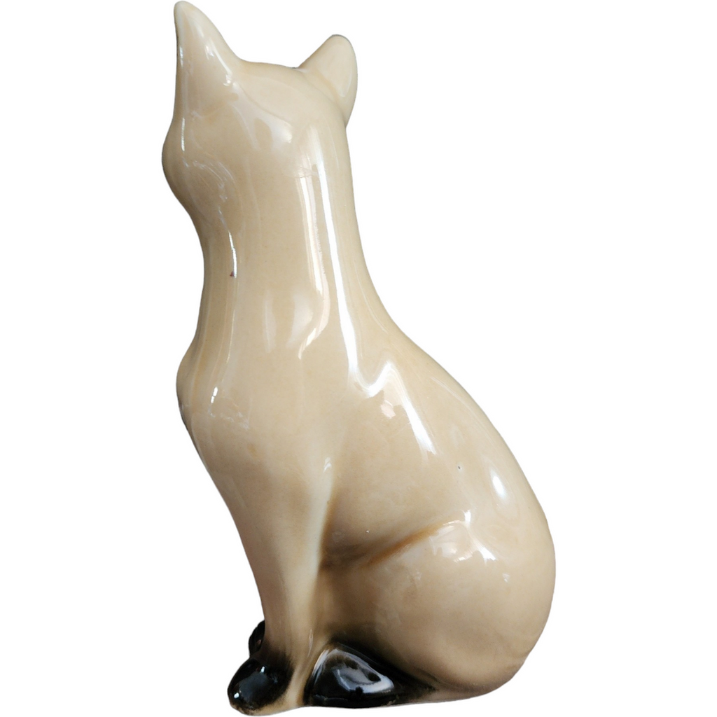 Chocolate Siames Porcelain Cat Figurine Blue Eyes Brazil Collectible