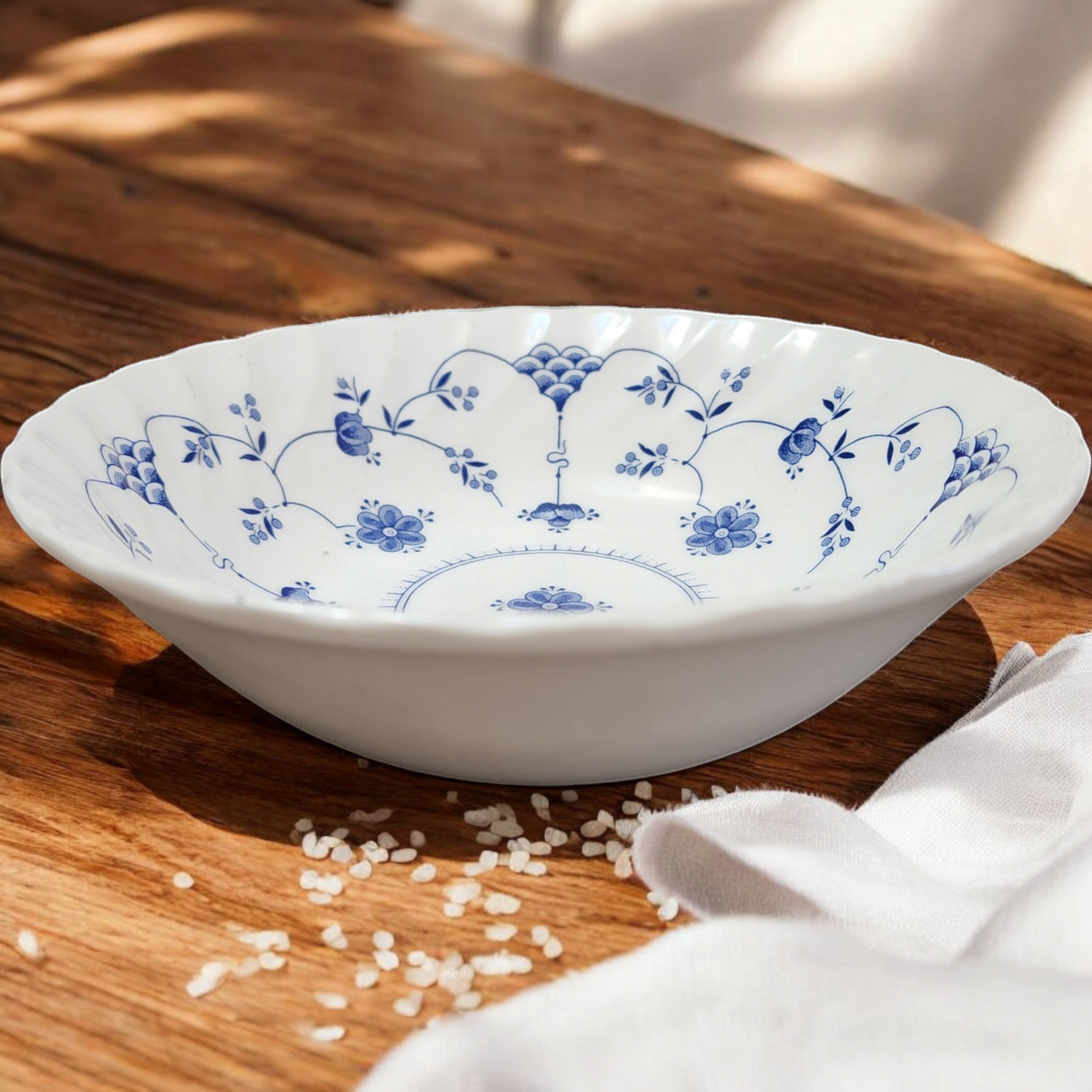 Churchill Finlandia Chelsea Blue Flowers Scalloped Coupe Cereal Bowl