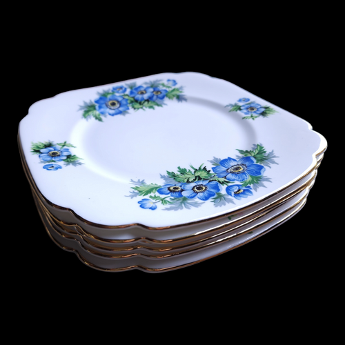 Clarence Bone China Flowers Scalloped Salad Plate Set of 6