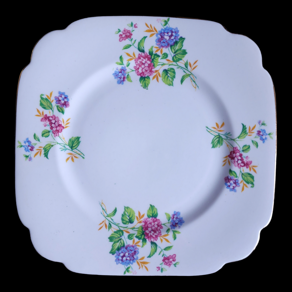 Clarence Bone China Flowers Scalloped Salad Plate Set of 6