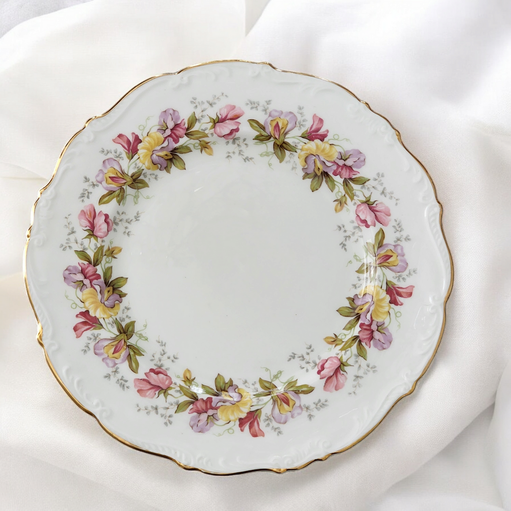 Coalport Marilyn Pink Yellow Purple Flowers Scalloped Dinner Plate