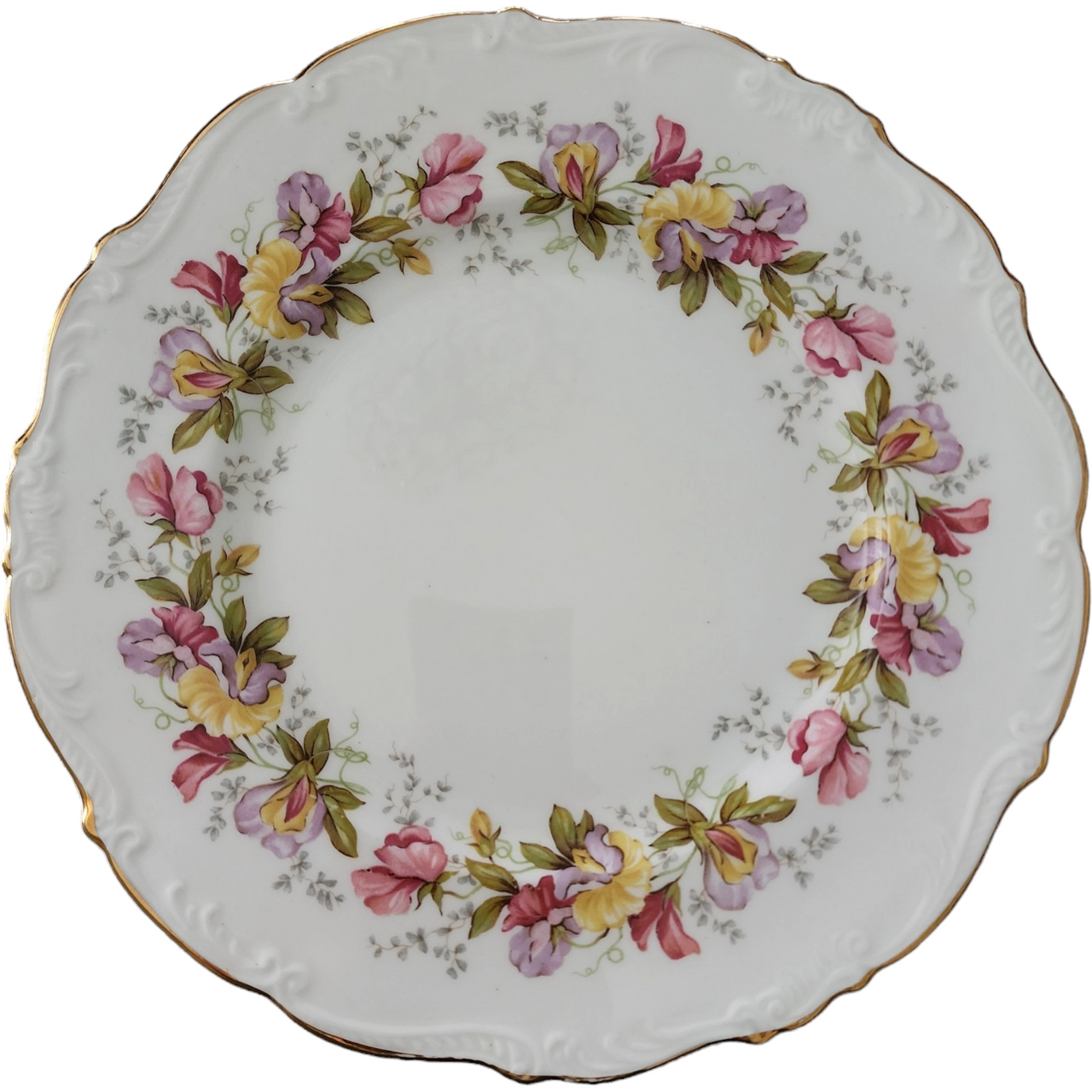 Coalport Marilyn Pink Yellow Purple Flowers Scalloped Dinner Plate