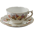Coalport Marilyn Pink Yellow Purple Flowers Scalloped Footed Cup & Saucer Set