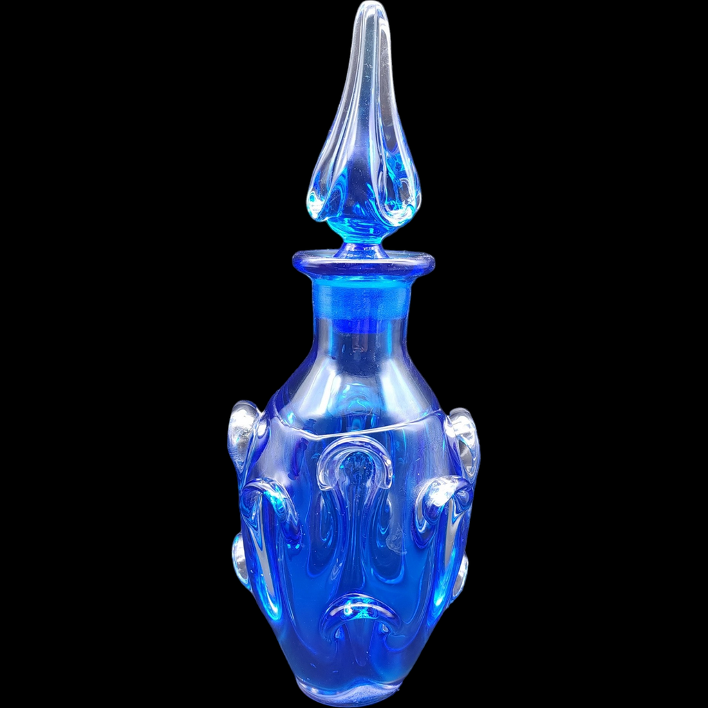 Cobalt Blue Twist Decanter With Clear Tip Stopper
