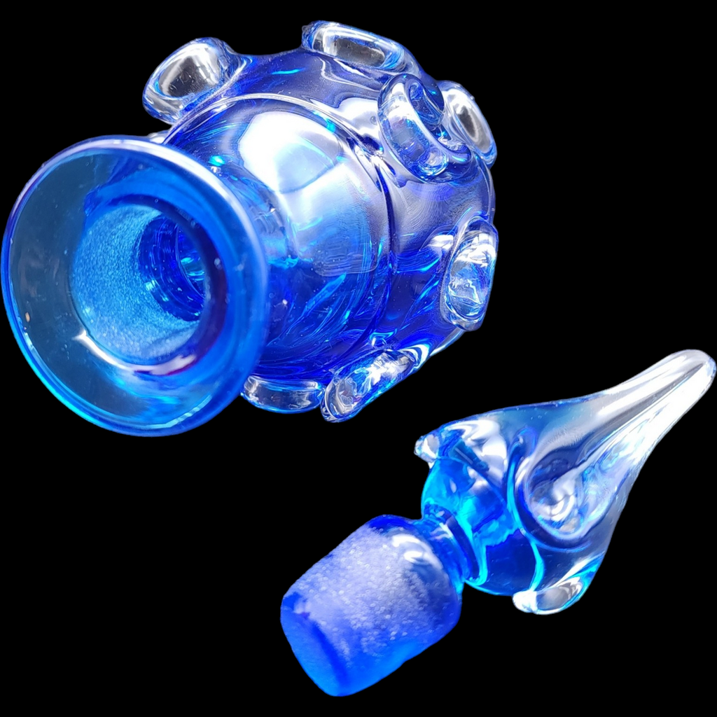 Cobalt Blue Twist Decanter With Clear Tip Stopper