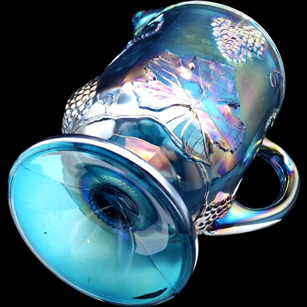 Colony Blue Carnival Glass Harvest Grape 64 oz Pitcher