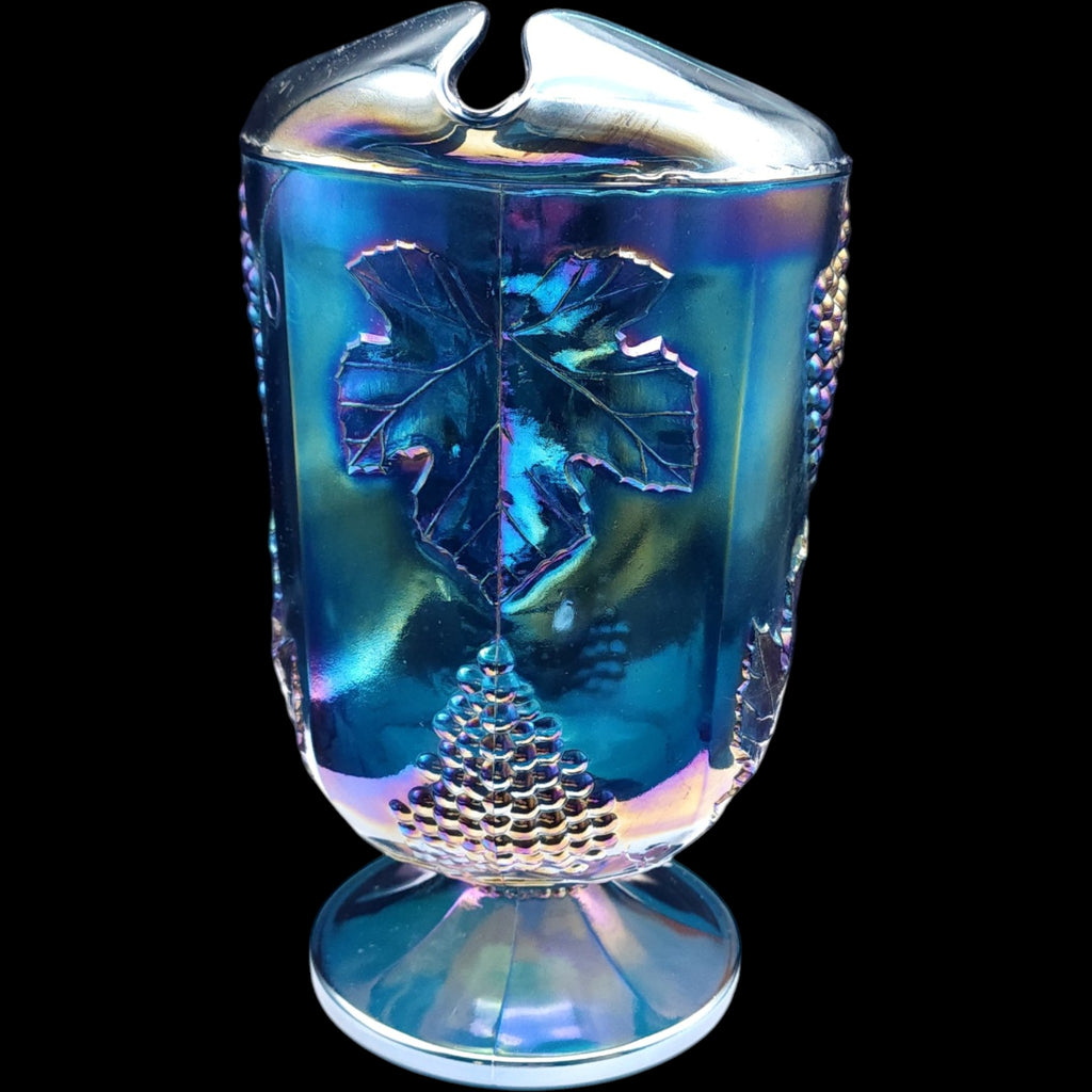 Colony Blue Carnival Glass Harvest Grape 64 oz Pitcher