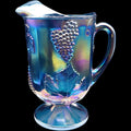Colony Blue Carnival Glass Harvest Grape 64 oz Pitcher