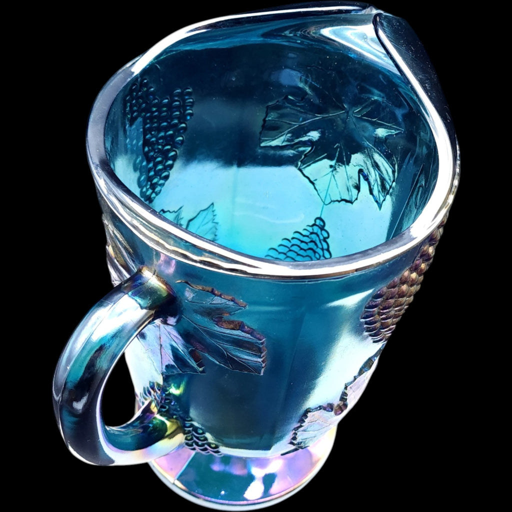Colony Blue Carnival Glass Harvest Grape 64 oz Pitcher