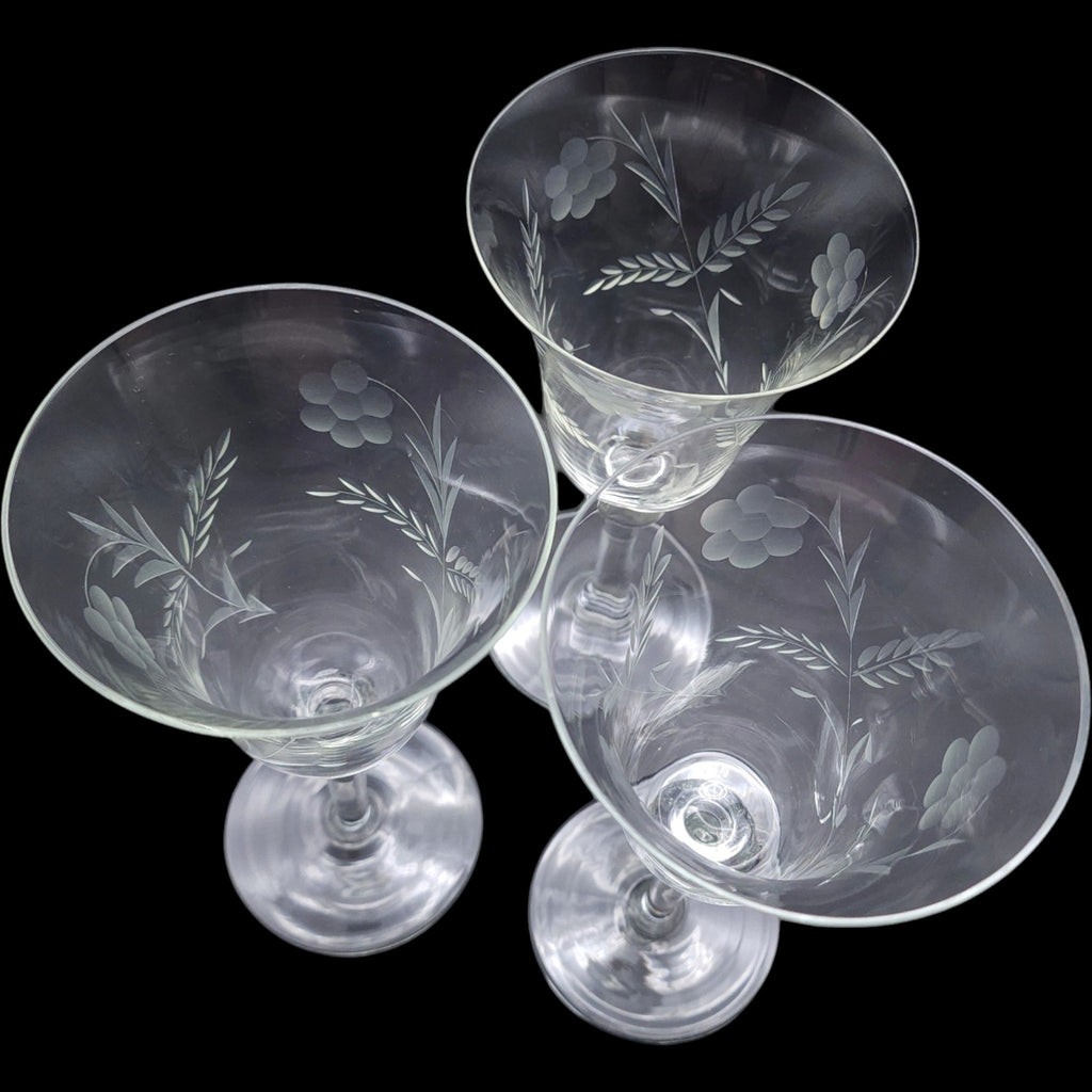 Colony Danube Etched Clear Glass Water Goblets Set of 3