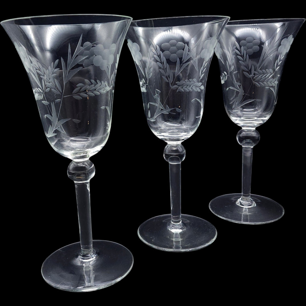 Colony Danube Etched Clear Glass Water Goblets Set of 3