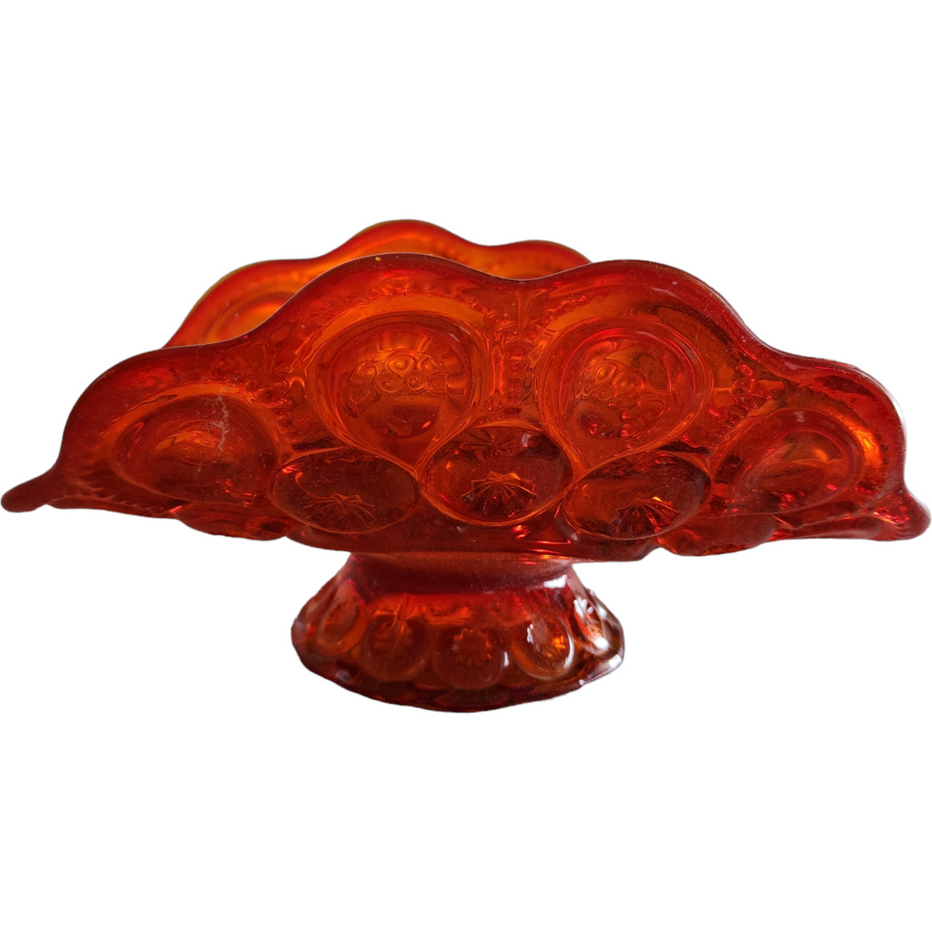 Smith Glass Moon and Star Amberina Orange Banana Boat Stand