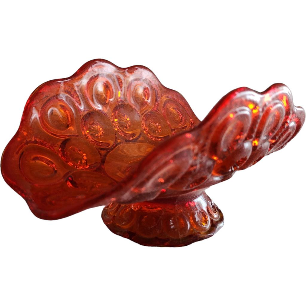 Smith Glass Moon and Star Amberina Orange Banana Boat Stand